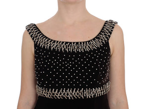 Dolce & Gabbana Braunes Samt-Kristall-Etuikleid
