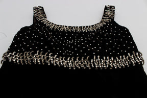 Dolce & Gabbana Braunes Samt-Kristall-Etuikleid