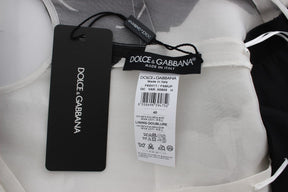 Dolce & Gabbana Schwarz Weiß Floral Seiden Etuikleid