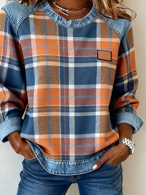 Kuscheliges Karo Sweatshirt Damen Winter Casual Warm