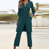 Unique Green Long Sleeve Jumpsuit - Eleganter Einteiler für den Herbst