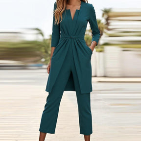 Unique Green Long Sleeve Jumpsuit - Eleganter Einteiler für den Herbst