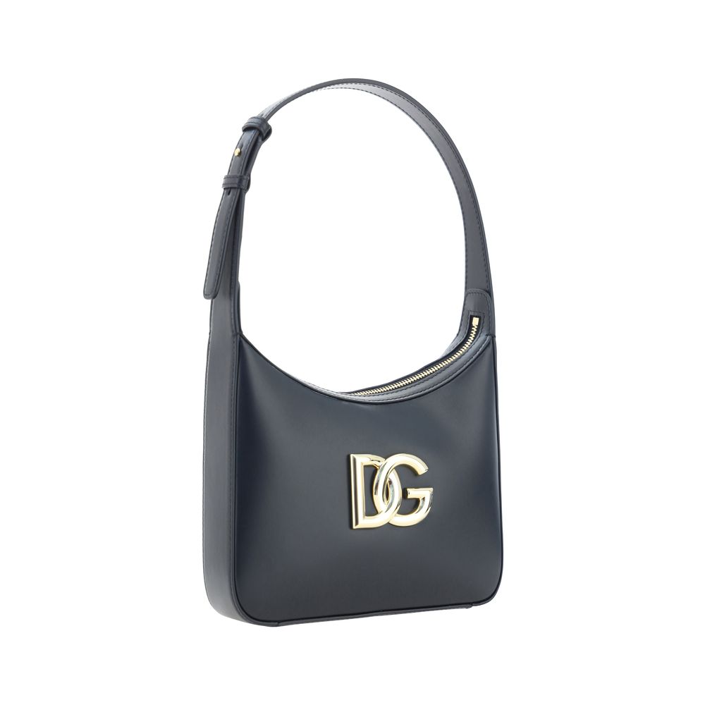 Dolce & Gabbana Schwarze Kalbshaut Bos Taurus Schultertasche