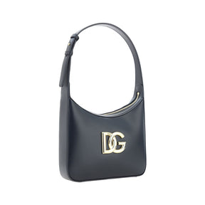 Dolce & Gabbana Schwarze Kalbshaut Bos Taurus Schultertasche