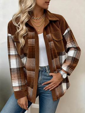 Kuscheliges Karo-Winterhemd Damen – warmes Overshirt Braun