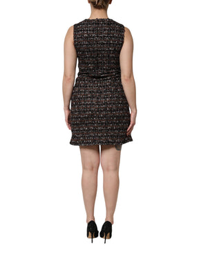 Dolce & Gabbana Multicolor Ärmelloses Mini-Tweed-Kleid in A-Linie