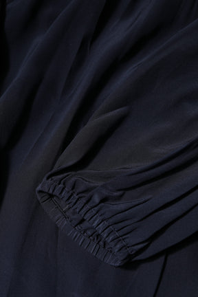 Dolce & Gabbana Blaues Seidenblusentop mit langem Ausschnitt und langen Ärmeln