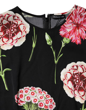 Dolce & Gabbana Schwarzes ärmelloses Tank-Blusen-Top mit Blumendruck