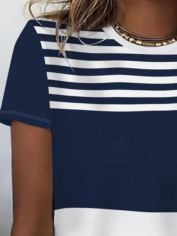 Herbsts-Chic: Klassisches Gestreiftes Kurzarm-Top in Premium-Qualität