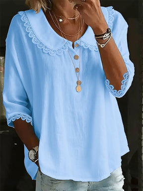 Winter Bluse Damen Weiß mit Spitze – Elegant für Büro & Fest