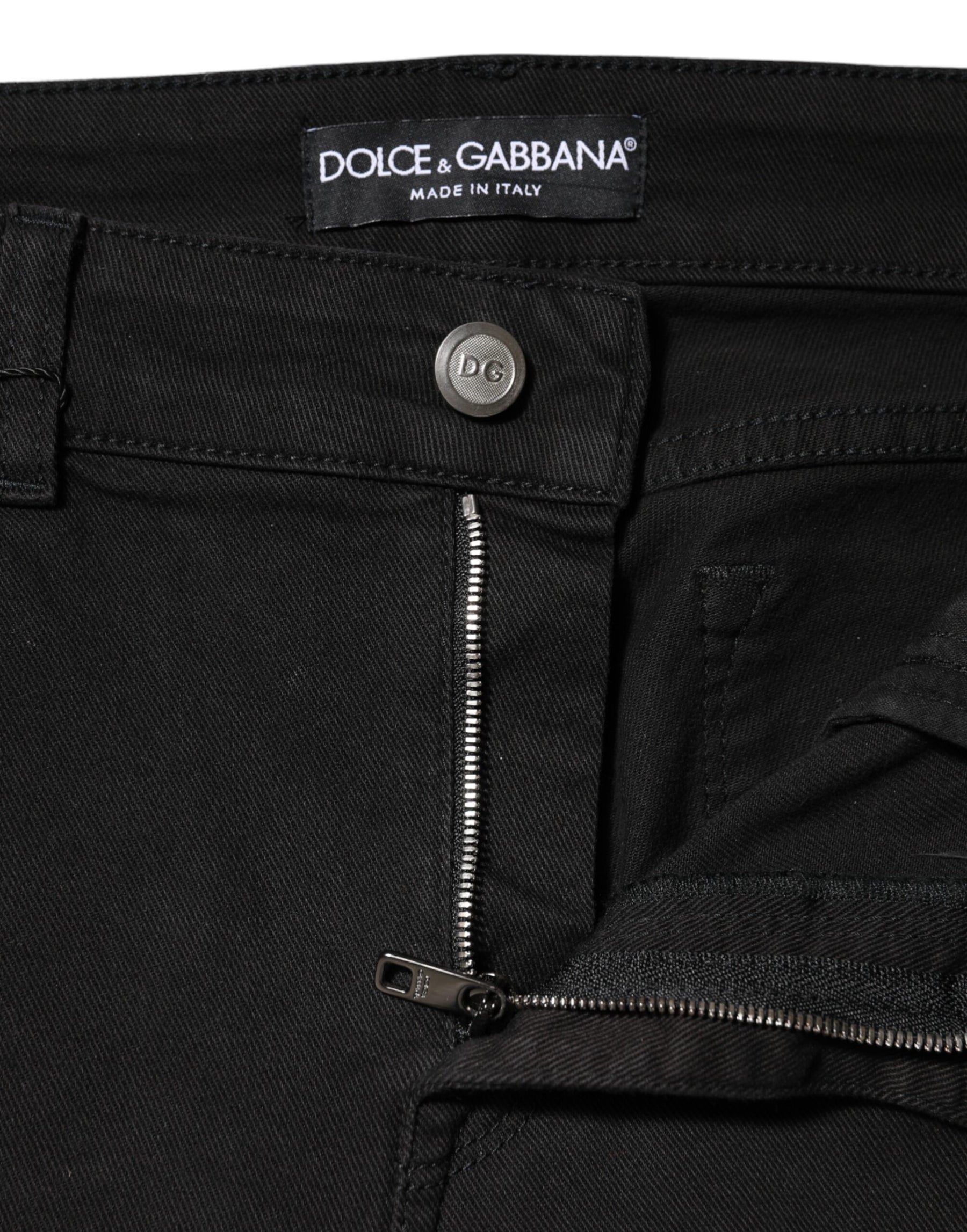 Dolce & Gabbana Schwarze Denim-Jeans mit mittlerer Taille aus Baumwolle