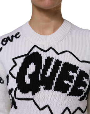 Dolce & Gabbana Weißer Pullover mit Rundhalsausschnitt aus Wolle