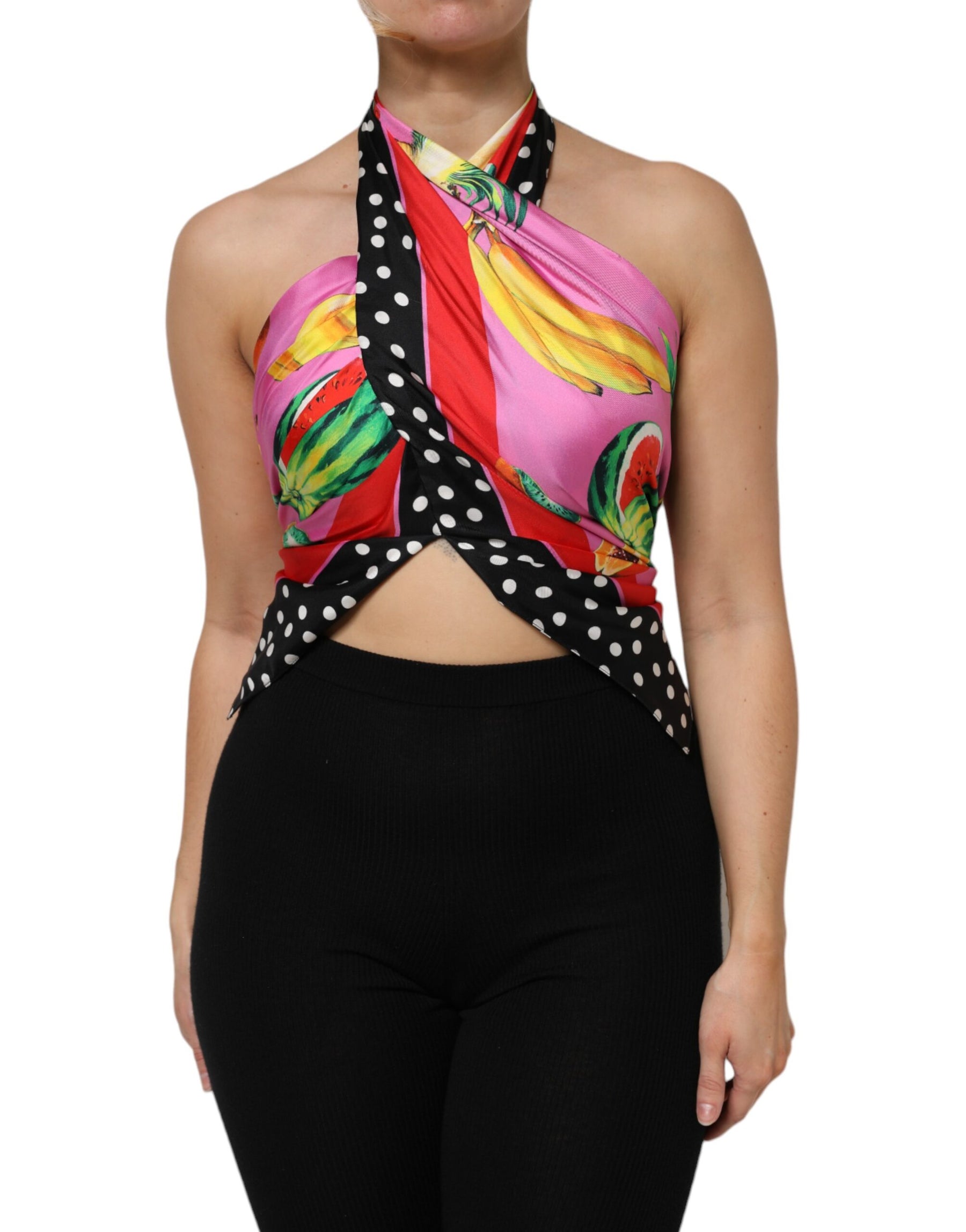 Dolce & Gabbana Multicolor Halter Party Abend Cropped Top