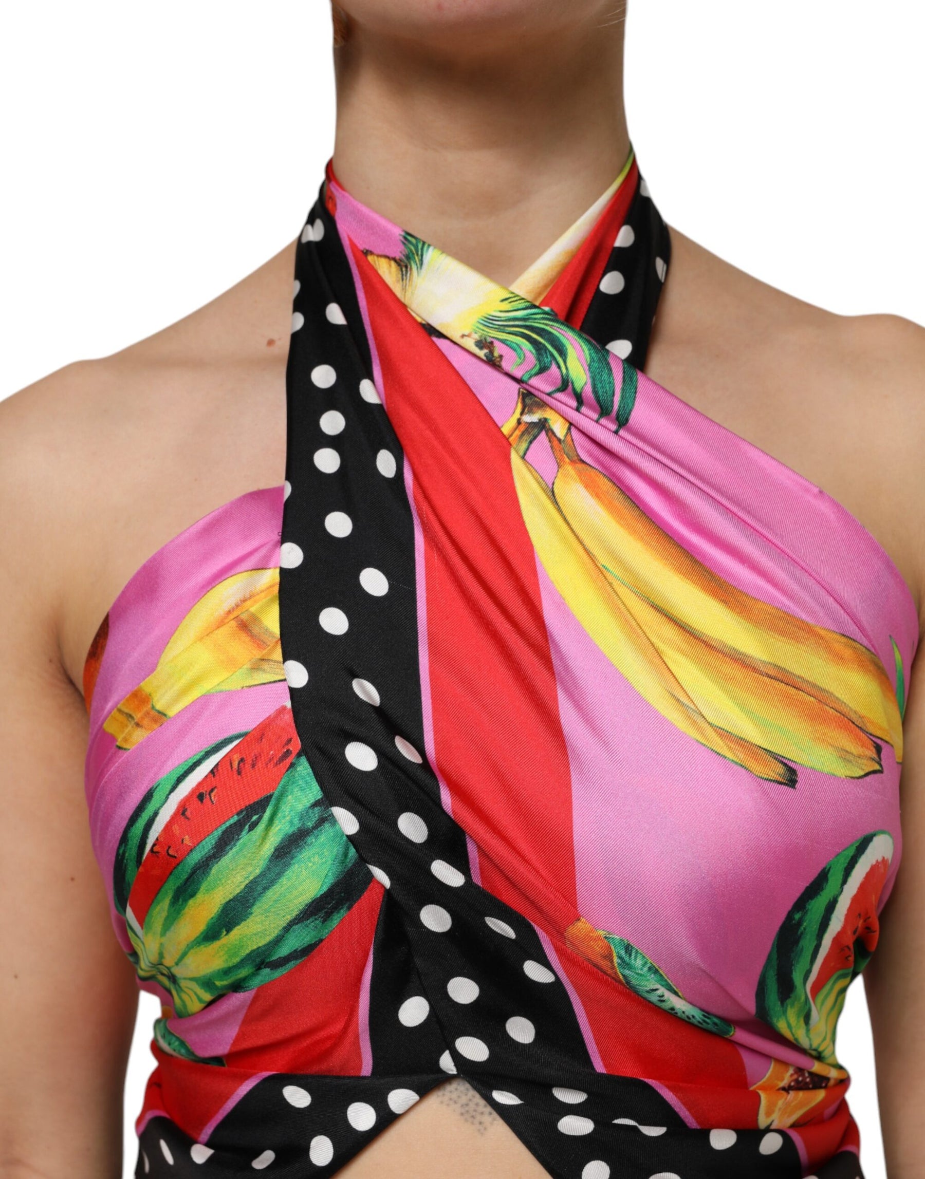 Dolce & Gabbana Multicolor Halter Party Abend Cropped Top