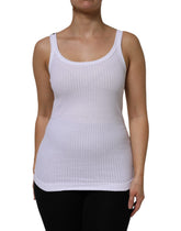 Dolce & Gabbana Weißes ärmelloses Baumwoll-Rundhals-Tanktop