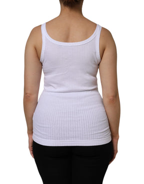 Dolce & Gabbana Weißes ärmelloses Baumwoll-Rundhals-Tanktop