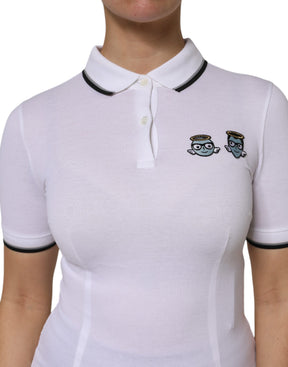 Dolce & Gabbana Weißes Baumwoll-Poloshirt mit kurzen Ärmeln und Kragen