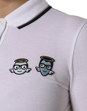 Dolce & Gabbana Weißes Baumwoll-Poloshirt mit kurzen Ärmeln und Kragen
