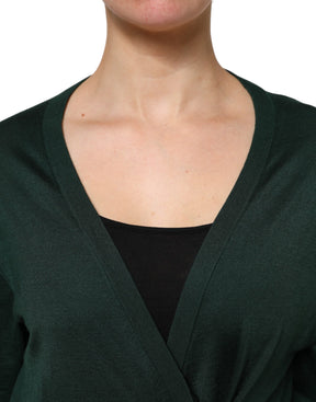 Dolce & Gabbana Dunkelgrüner Kaschmir-Seiden-Cardigan-Pullover