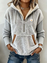 Flauschiger Teddy Hoodie Damen Winterpullover mit Kapuze