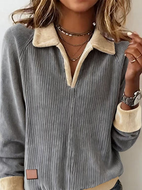 Winter Cord Sweatshirt Damen Grau – Warm, Stylisch, Kuschelig