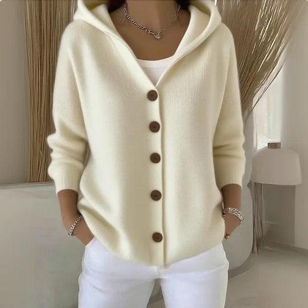 Herbstshafter Ivory Langarm-Cardigan: Eleganz & Komfort in Einem