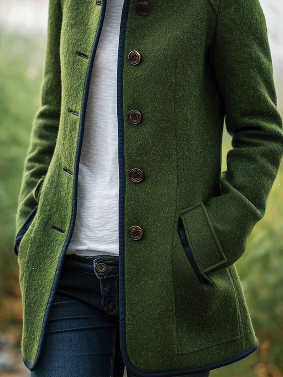 Green Long Sleeve Plain Outerwear - Herbsts Must-Have für kühle Tage