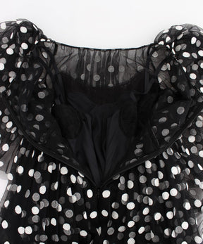 Dolce & Gabbana Schwarz-weiß gepunktetes Kleid mit Rüschen