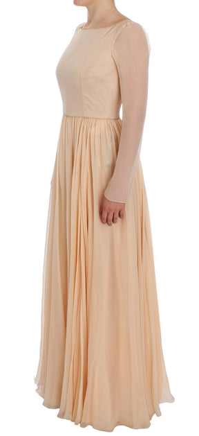 Dolce & Gabbana Beige Seide Ballkleid in voller Länge Kleid