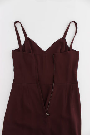 Dolce & Gabbana Bordeauxfarbenes Stretch-Etuikleid in voller Länge