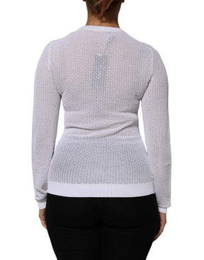 Dolce & Gabbana Weißer Rundhals-Pullover mit langen Ärmeln Top