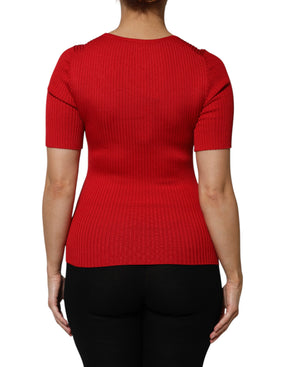 Dolce & Gabbana Rot Rundhalsausschnitt Kurzarm Pullover Top