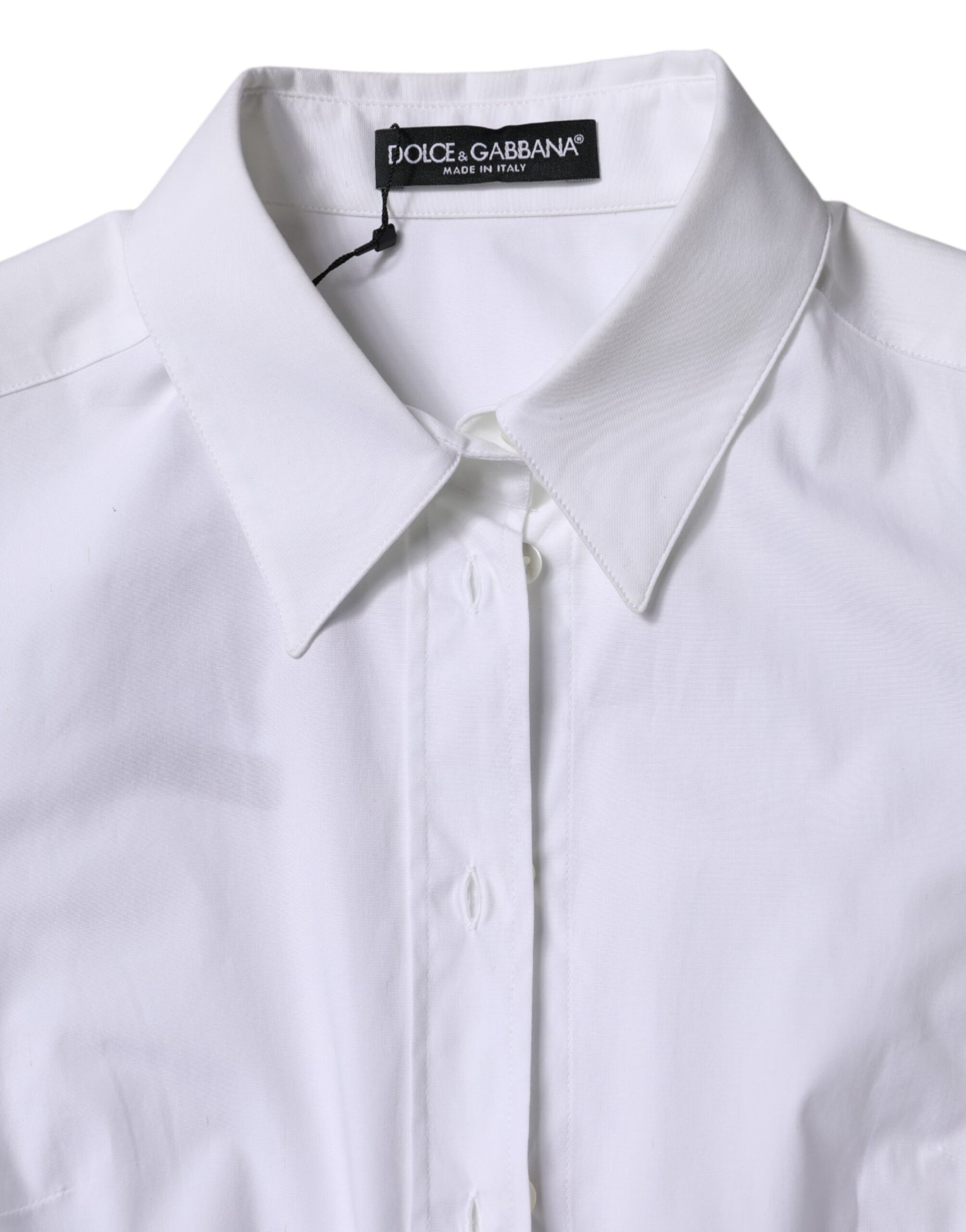 Dolce & Gabbana Weißes Baumwollhemd mit Kragen und langen Ärmeln