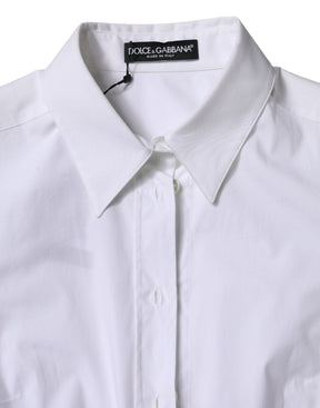 Dolce & Gabbana Weißes Baumwollhemd mit Kragen und langen Ärmeln