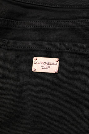 Dolce & Gabbana Schwarze Skinny Denim-Jeans mit mittlerer Taille aus Baumwolle