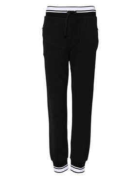Dolce & Gabbana Schwarze Baumwoll-Jogger-Hose mit mittlerer Taille