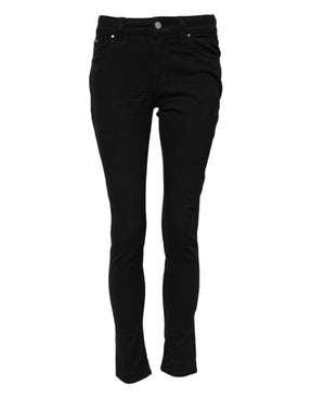 Dolce & Gabbana Schwarze Skinny Denim-Jeans mit mittlerer Taille aus Baumwolle