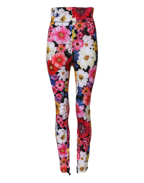 Dolce & Gabbana Multicolor Floral Leggings mit hoher Taille Hose