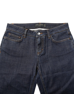 Dolce & Gabbana Blaue Skinny Denim-Jeans mit mittlerer Taille aus Baumwolle