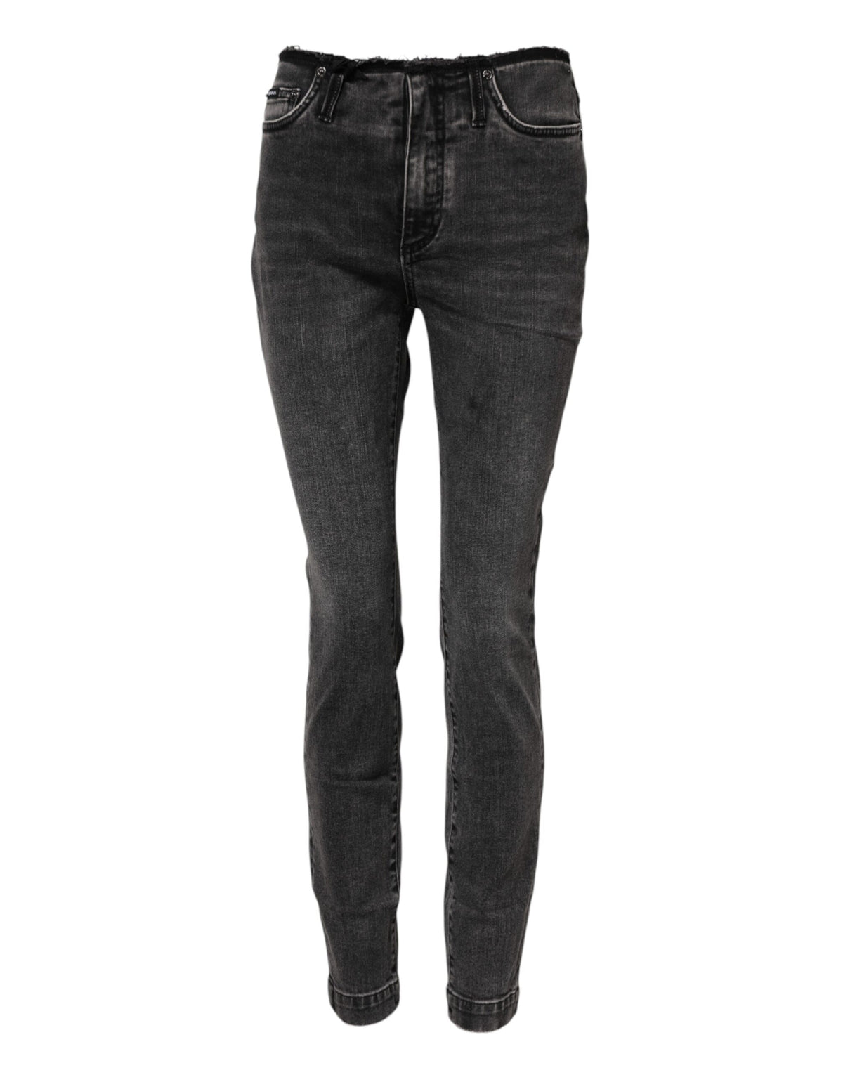 Dolce & Gabbana Graue Skinny Denim-Jeans mit mittlerer Taille aus Baumwolle