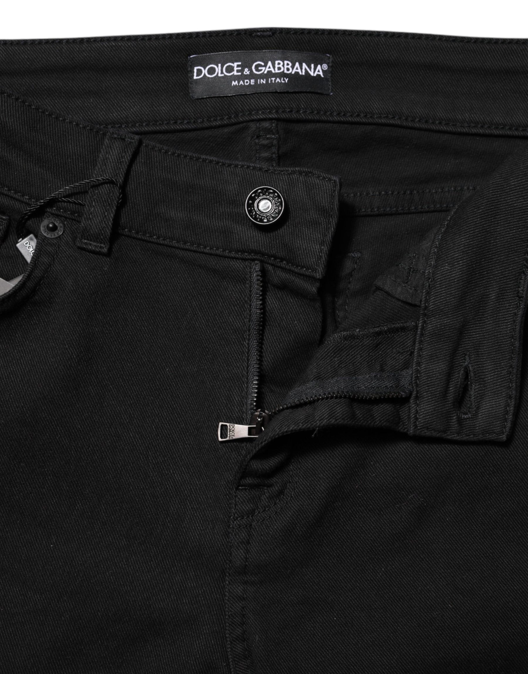 Dolce & Gabbana Schwarze Skinny Denim-Jeans mit mittlerer Taille aus Baumwolle