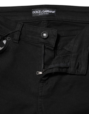 Dolce & Gabbana Schwarze Skinny Denim-Jeans mit mittlerer Taille aus Baumwolle