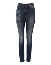 Dolce & Gabbana Blaue Denim-Jeans mit hoher Taille aus gewaschener Baumwolle