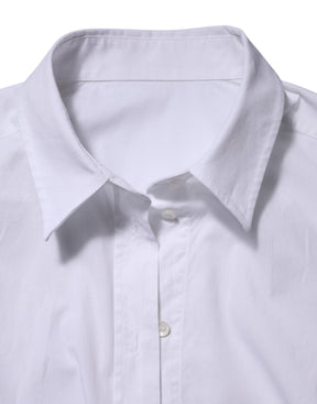 Dolce & Gabbana Weißes Baumwollhemd mit langen Ärmeln und Kragen