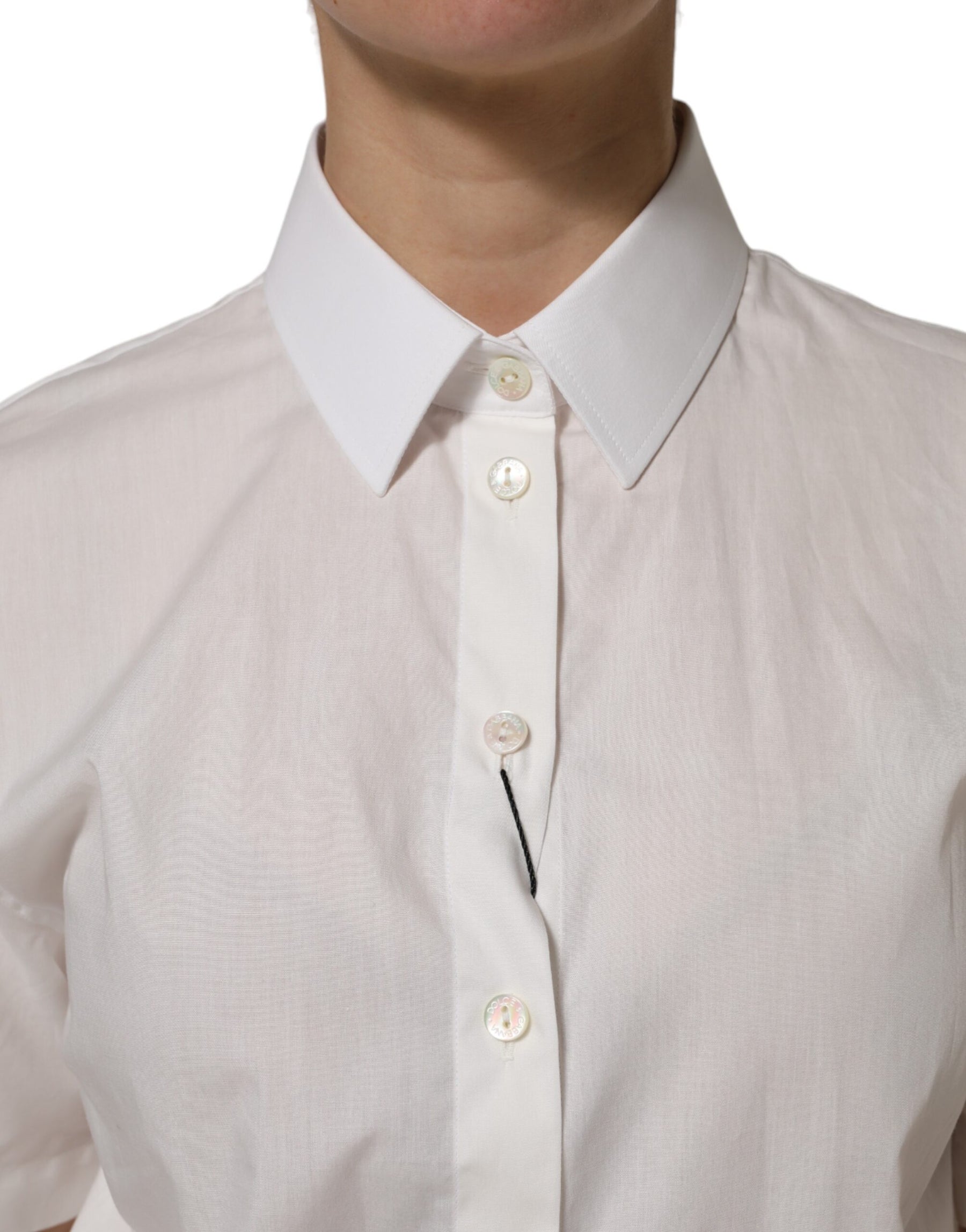 Dolce & Gabbana Weißes Baumwoll-Shirt mit kurzen Ärmeln und Kragen