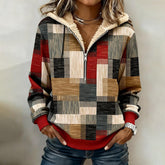 Kuscheliger Winter Patchwork Hoodie mit warmem Fleecefutter