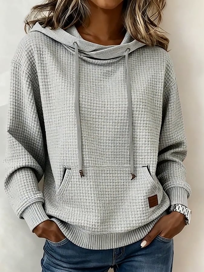 Kuscheliges Winter Hoodie Damen hellgrau warm Loose Fit