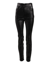 Dolce & Gabbana Schwarze Baumwoll-Stretch-Hose mit silbernem Lurexfaden