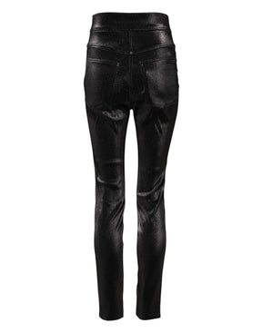 Dolce & Gabbana Schwarze Baumwoll-Stretch-Hose mit silbernem Lurexfaden