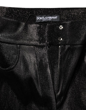 Dolce & Gabbana Schwarze Baumwoll-Stretch-Hose mit silbernem Lurexfaden